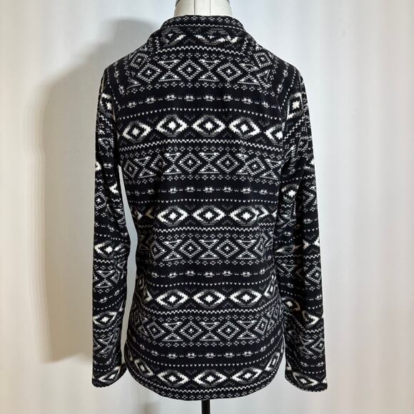 Eddie‎ Bauer Black Nordic Aztec Fleece Quarter Zip Jacket Womens Size Medium M - Picture 6 of 11